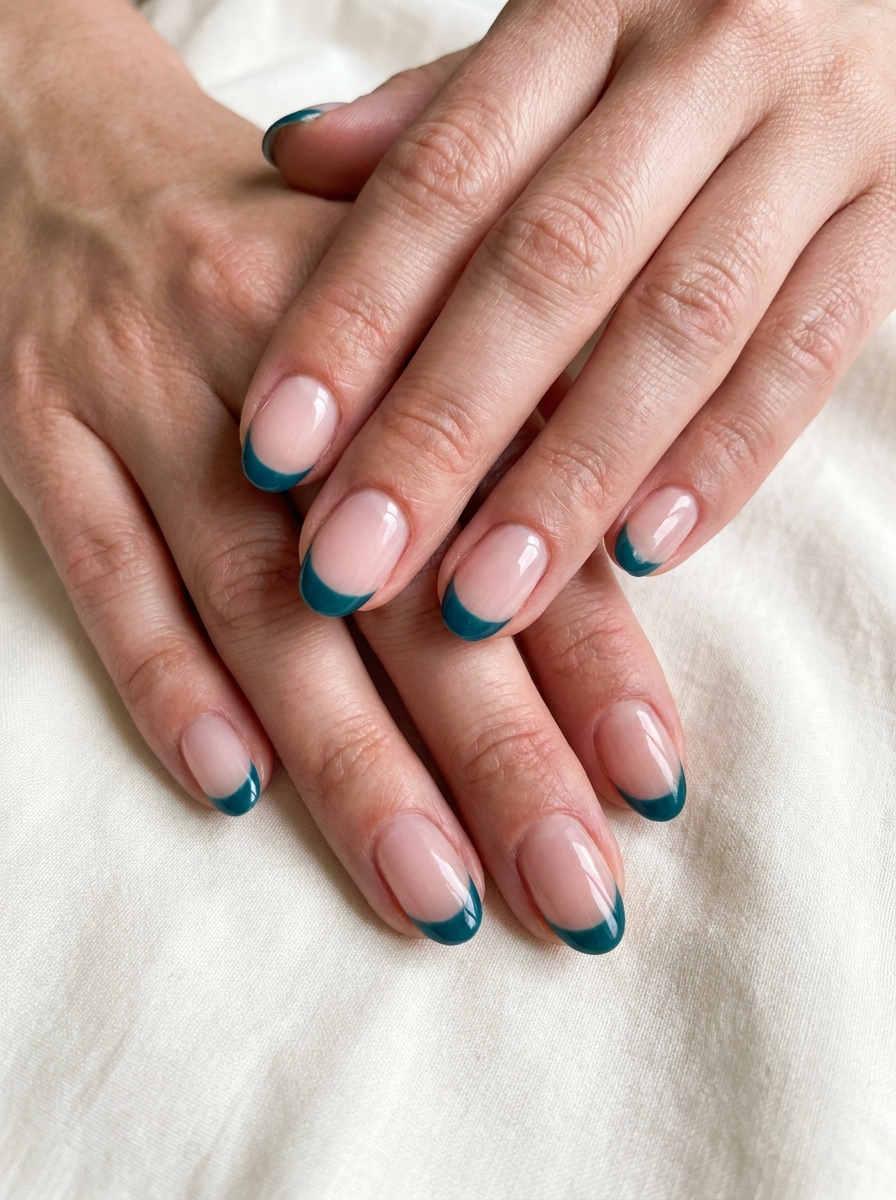 Teal French Tips